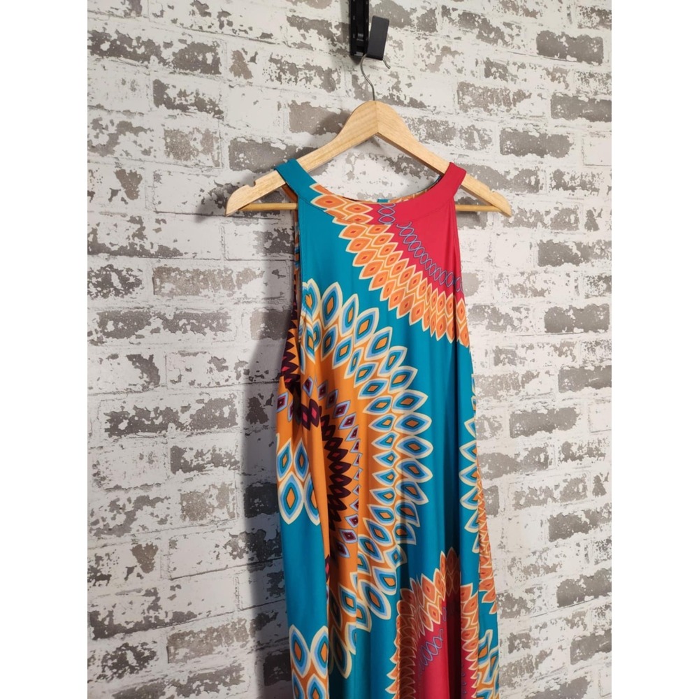ARYEH Anthropologie Sun Dress Size Large‎ Coloful Stretch Comfy Jersey Boho - Picture 3 of 13